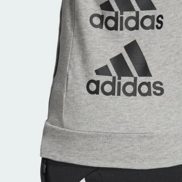 Adidas Must Haves Stacked Logo Hoodie Women’s Full Zip Sweatshirt Gray Hoody - Picture 5 of 9